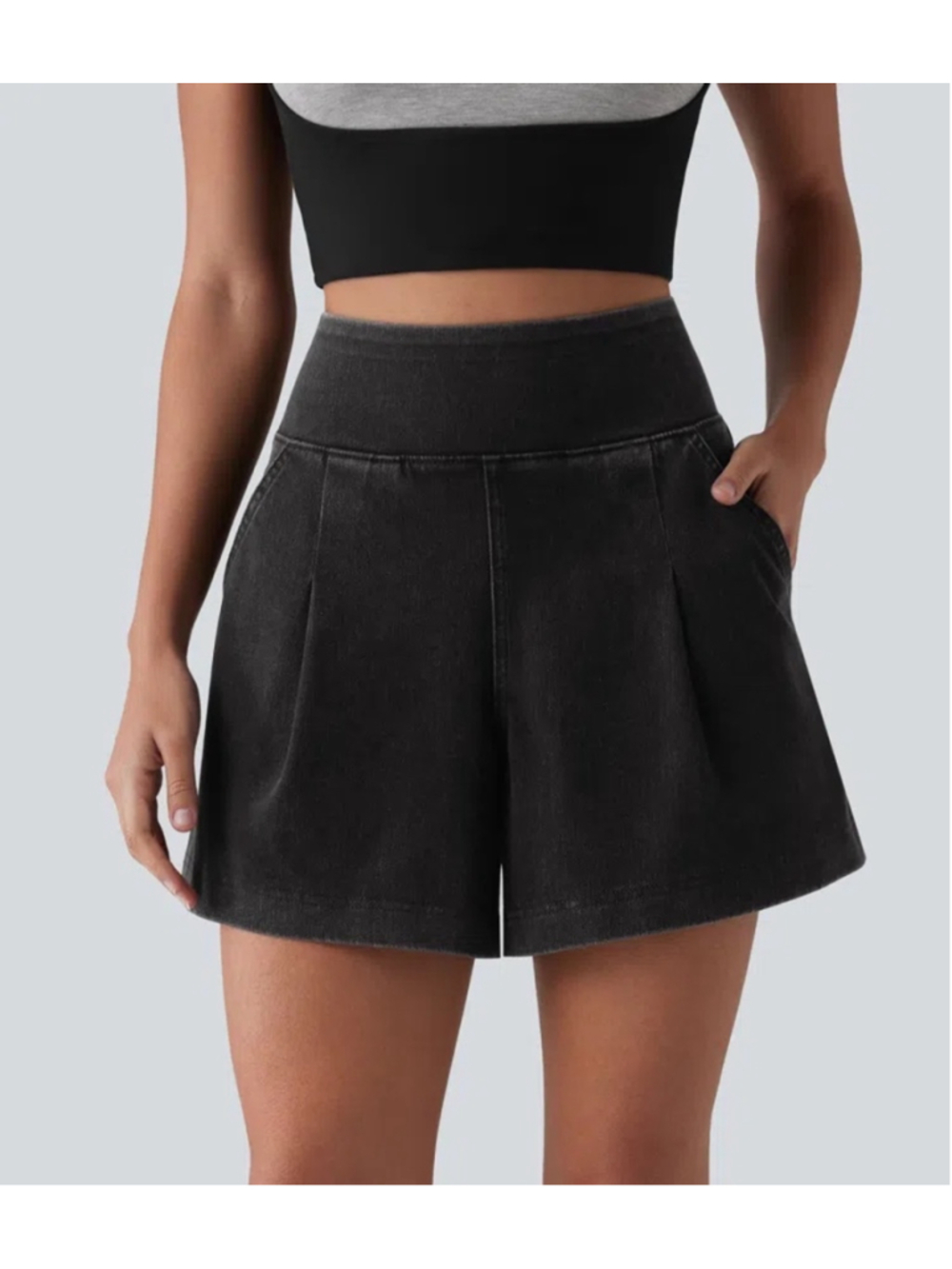 Halara Flex High Waisted Denim Casual Baggy Shorts Black Size S NWT

Descriptio